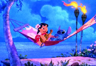 LILO AND STITCH Cruising on hamock with tiki torches